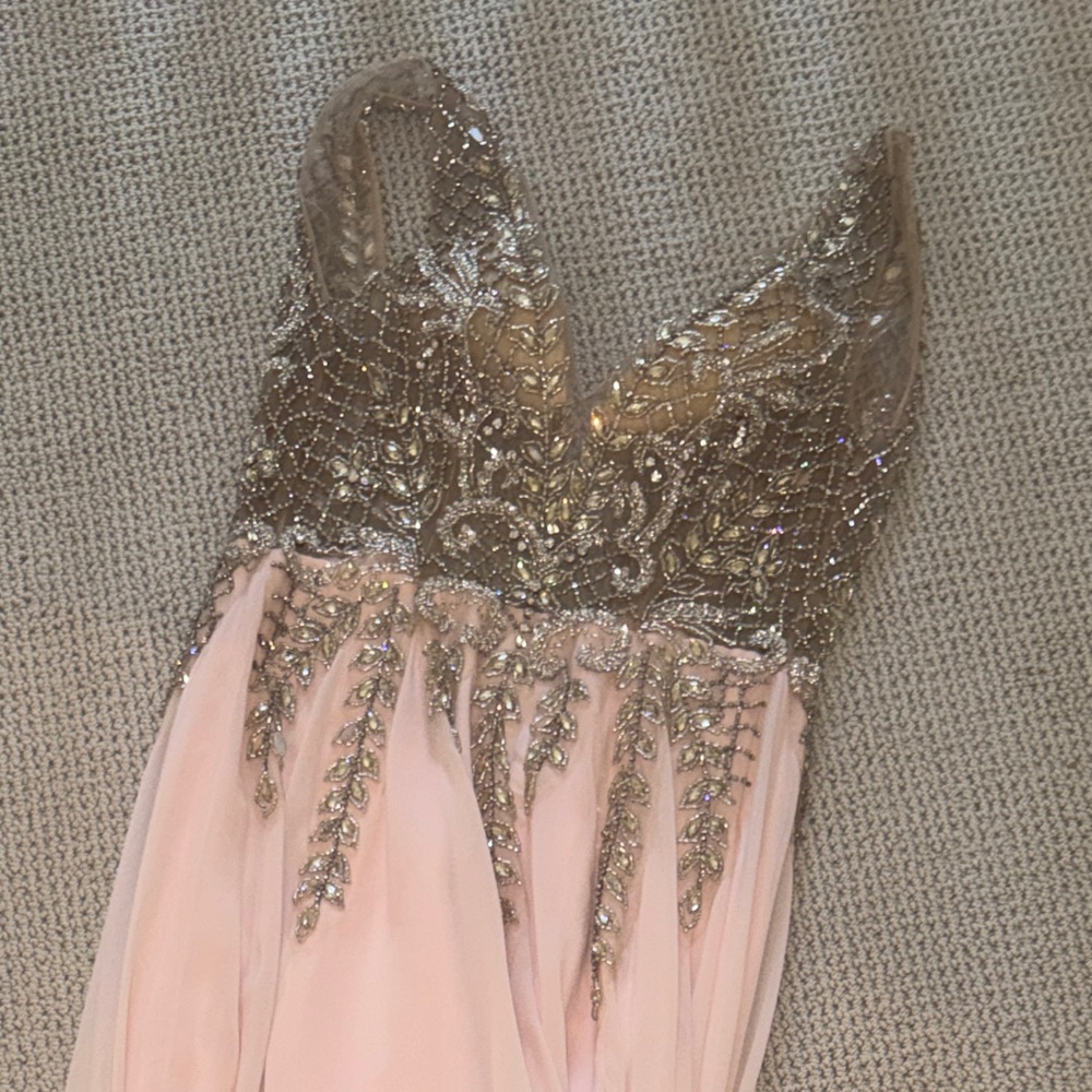 Elegant Pink and Gold Prom Dress